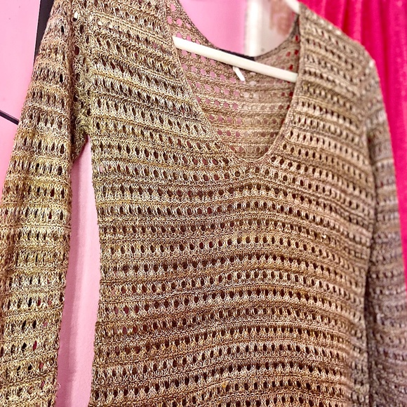 Vintage y2k Crochet Mesh Stitch Pullover Top/Sweater Neutral Boho Women’s Small - Picture 3 of 5